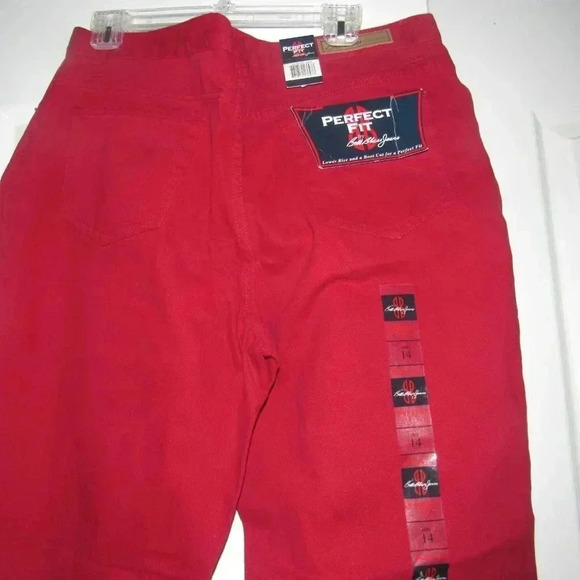 Vintage BILL BLASS 90’s Perfect Fit Lower Rise Boot Cut Red Jeans Size 14 NWT - Picture 4 of 5